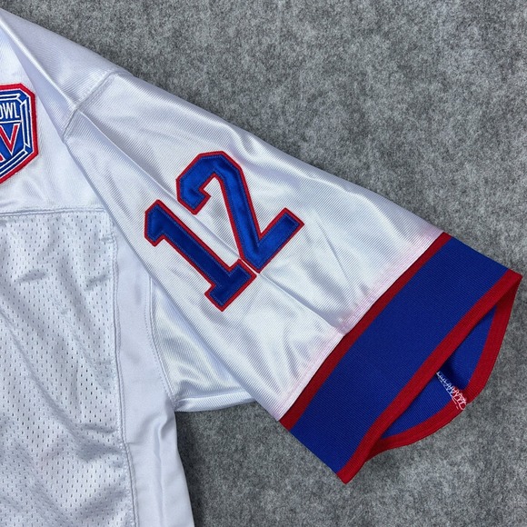VTG Buffalo Bills Jersey Men 54 White Jim Kelly Mitchell Ness Super Bowl NFL NEW - Picture 10 of 16